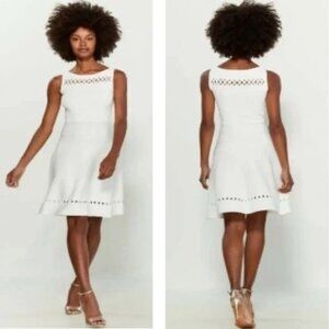 French Connection 2 Summer White Sleeveless Dress KAI CREPE Fit Flare